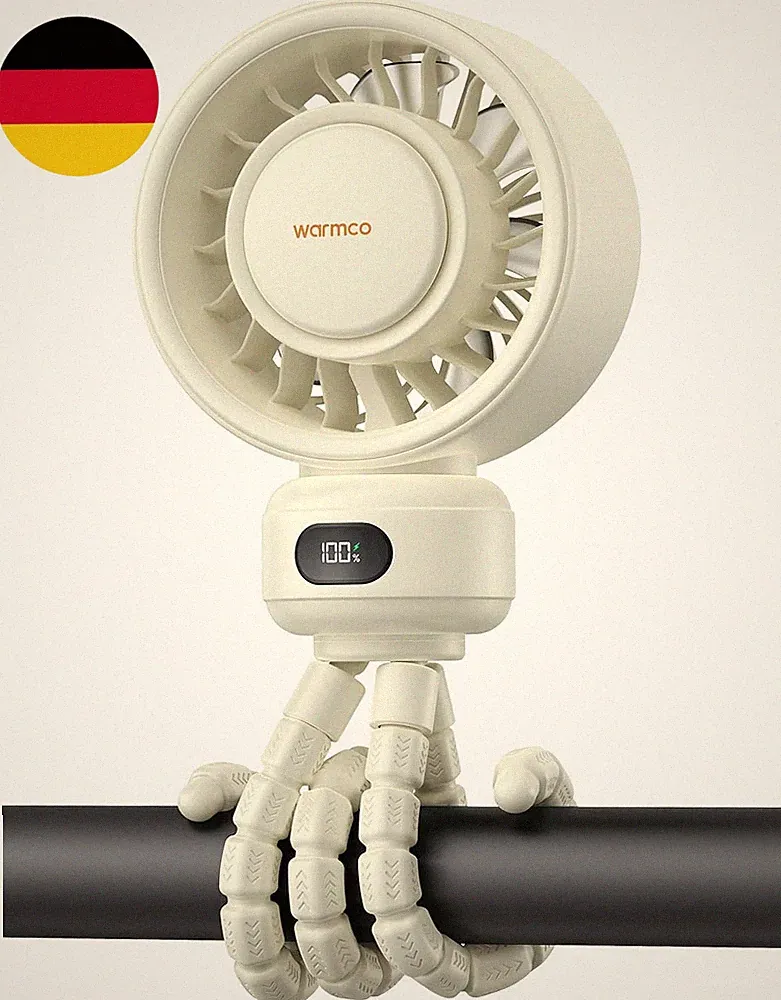 Tragbarer Kinderwagen-Ventilator, 4000 Mah, Wiederaufladbarer Clip-On-Stativvent
