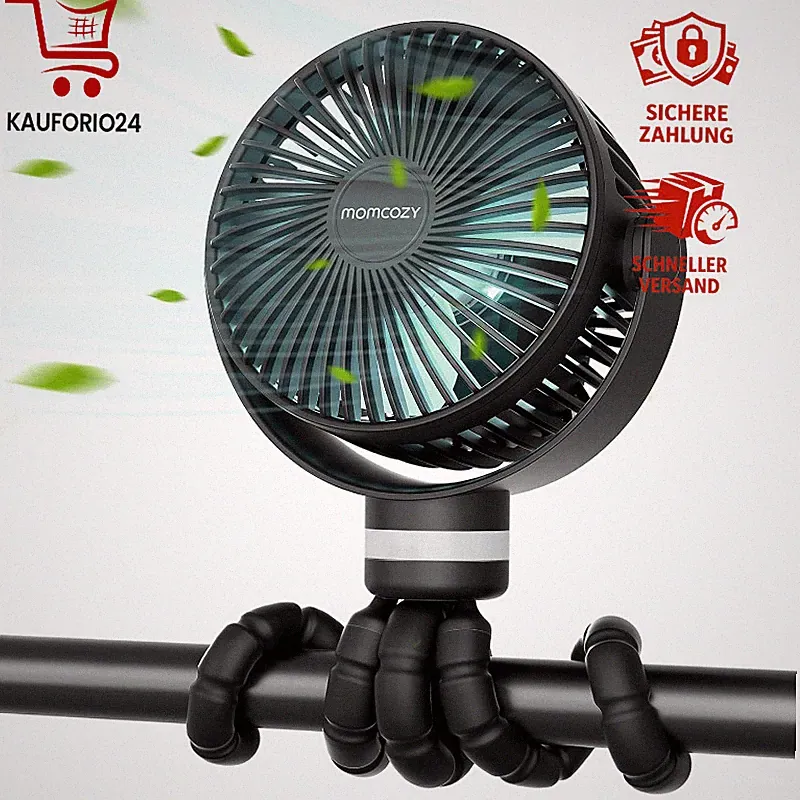 Tragbarer Ventilator 8000 mAh 27H Akkulaufzeit 360° drehbar USB für Kinderwagen