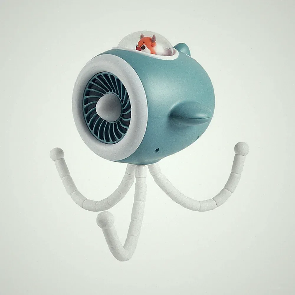 Tragbarer Ventilator für Kinderwagen 8000mAh 360 Grad schwenkbarer Kopf 4 Gesch