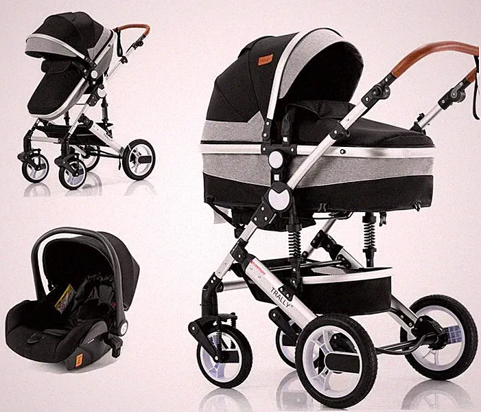 Trally® 3 in 1 Kombi-Kinderwagen Buggy Reisebuggy inkl. Auto-Babyschale Faltbar