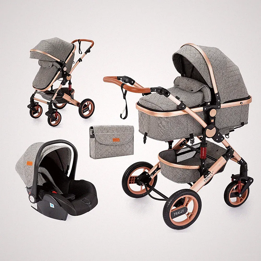 Trally® 3in1 Kombi-Kinderwagen Babywanne=Buggy Reisebuggy & Auto-Babyschale 300