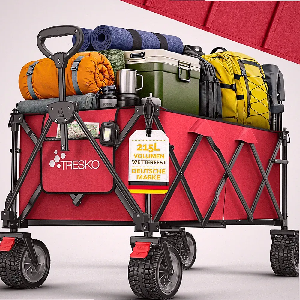 TRESKO® Bollerwagen Faltbar 215L Handwagen Klappbar Kinder Transportwagen Strand