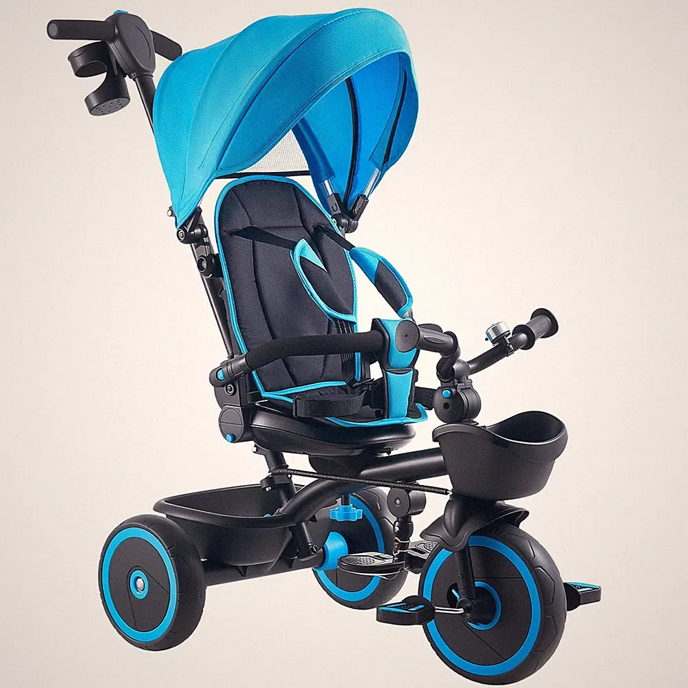 Uimoso Dreirad Kinderdreirad Kinderwagen für 1-5 Jahren mit Schubstange Blau