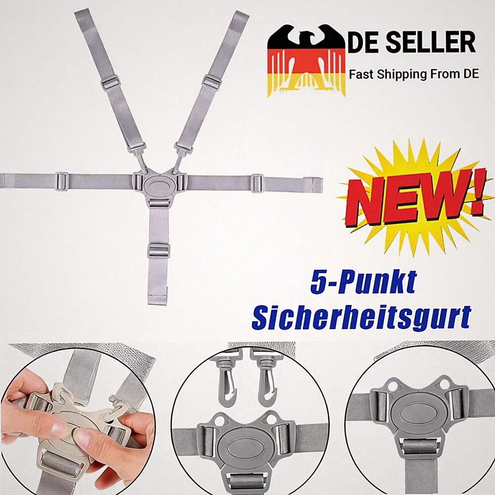 Universal Baby 5-Punkt Sicherheitsgurt Gürtel für Kinderwagen Hochstuhl Buggy DE