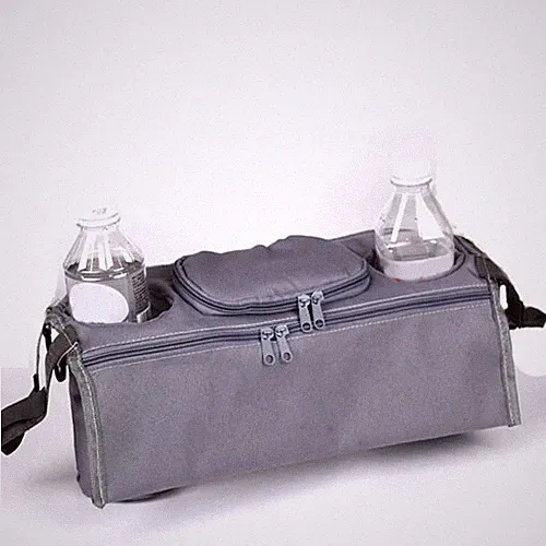 Universal Kinderwagen Buggy GRAU Organizer Tasche Getränkehalter Geocaching