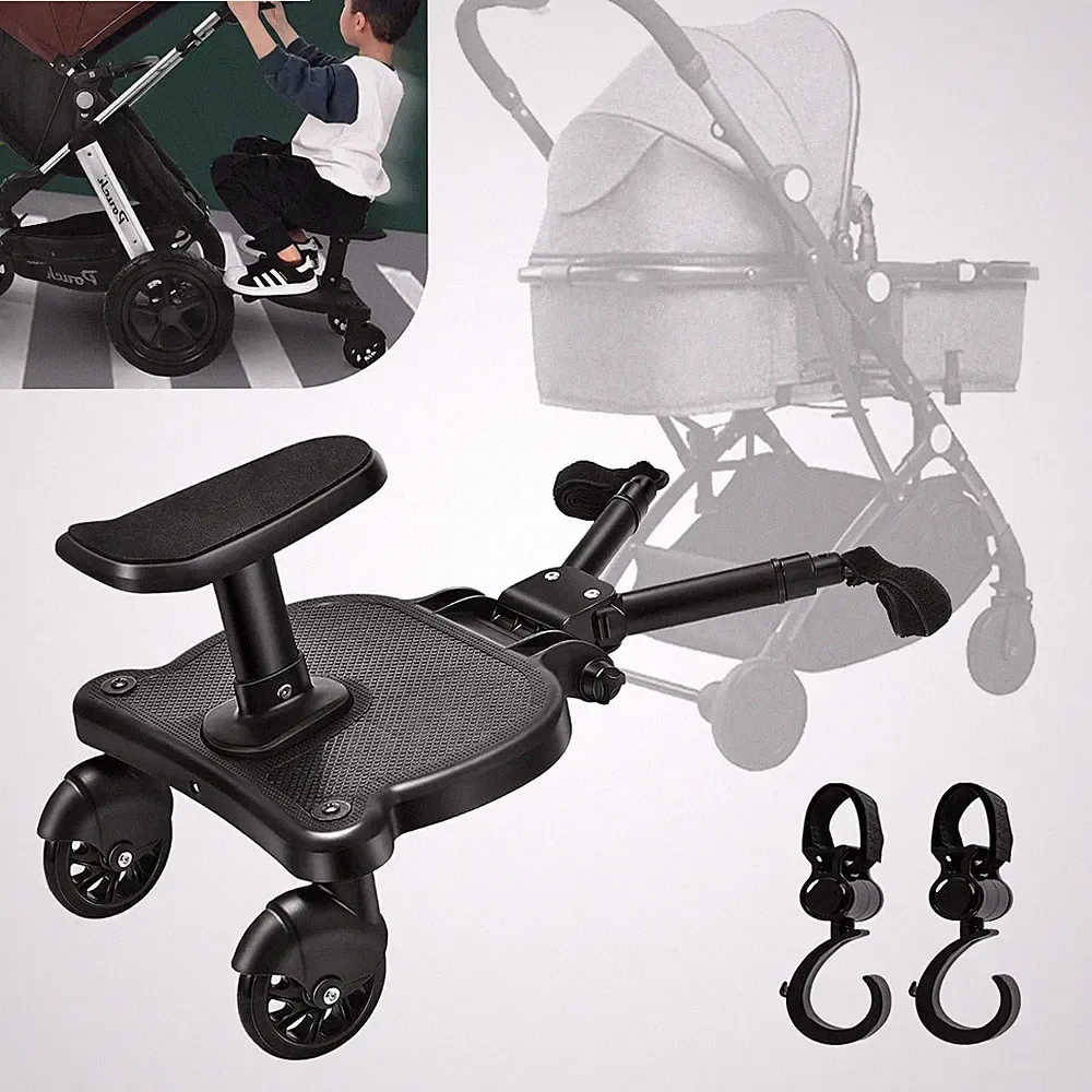 Universal Mitfahrbrett Kinderwagen, Buggy Board mit Sitz für Kinder 2-6 Jahre