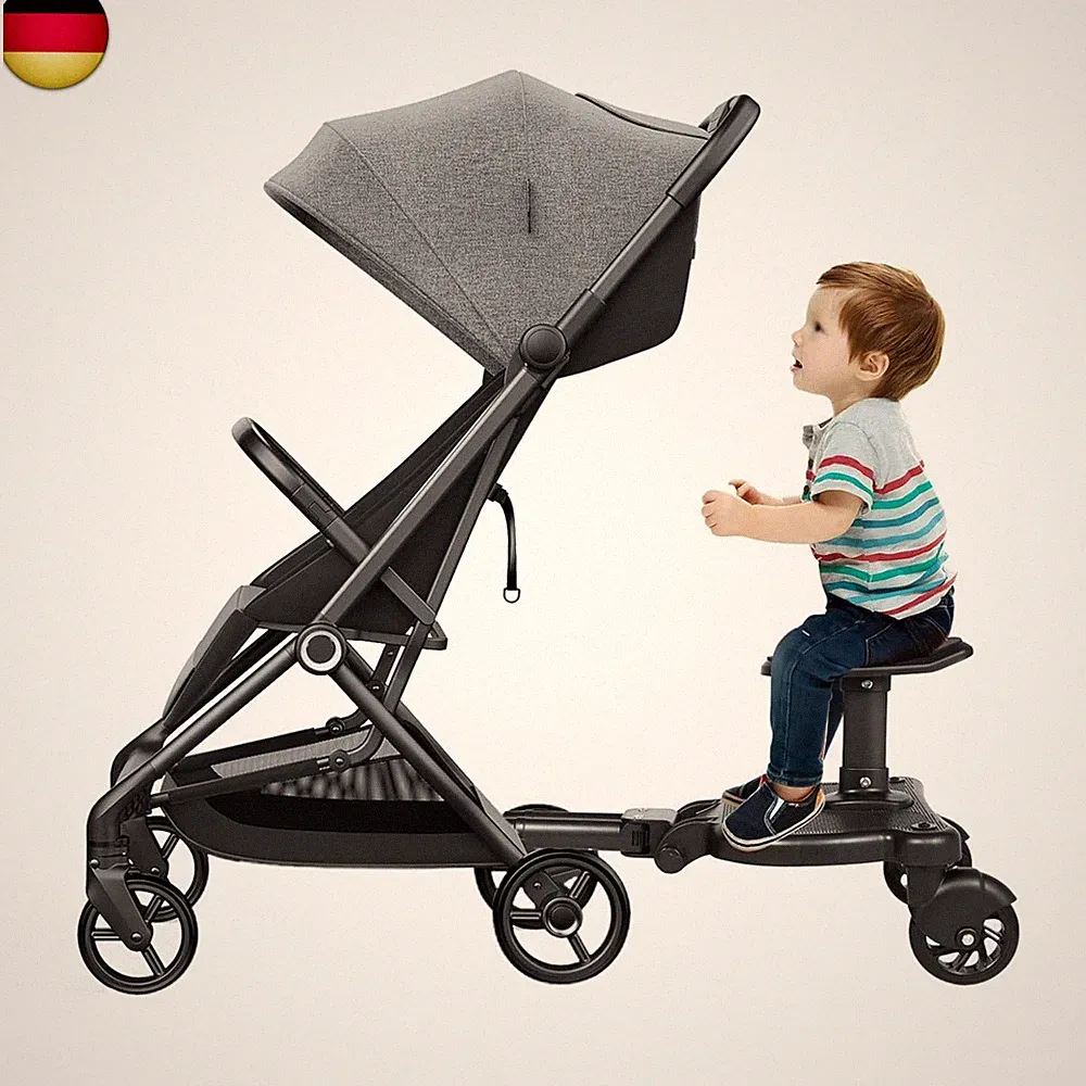 Universal Trittbrett für Kinderwagen Buggy Board mit 360° Sitz und stabilem T
