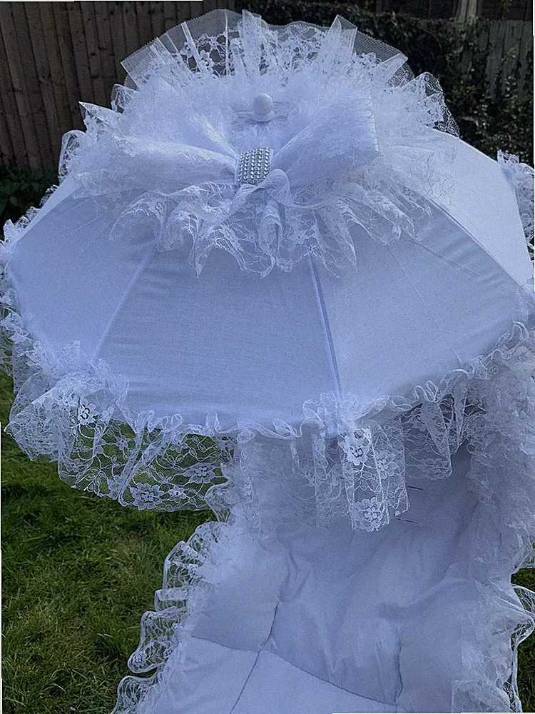 Very Frilly White Pesci Baby Sonnenschirm Kinderwagen Universal Sonnenschutz - Romany