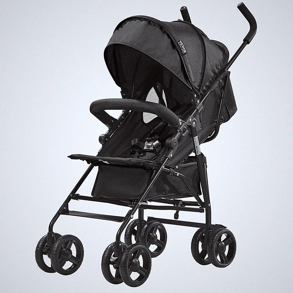 VEVOR Kinderwagen Kinderbuggy Buggy Reisebuggy verstellbare Rückenlehne Schwarz
