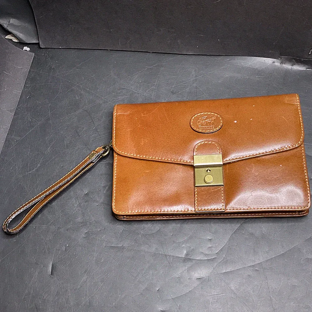 Vintage Kutsche kleine Leder Handgelenk Handtasche Reise Organizer - 25 x 17 cm