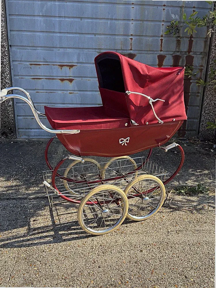 Vintage Silver Cross Puppenwagen rot Kutsche gebaut Spielzeug Kinderwagen England
