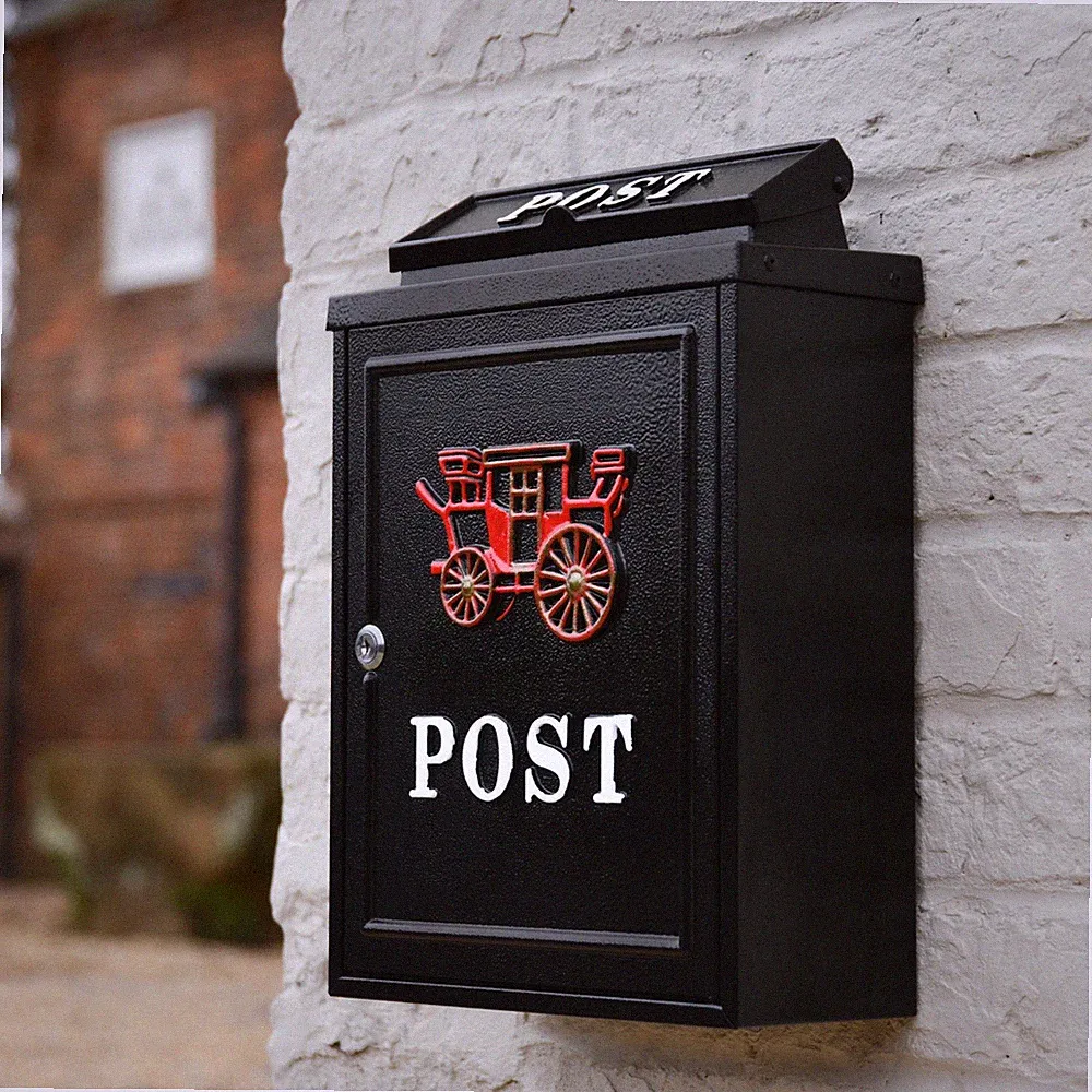 Wandbriefkasten "Norfolk" rote Pferdekutsche - abschließbarer Briefkasten