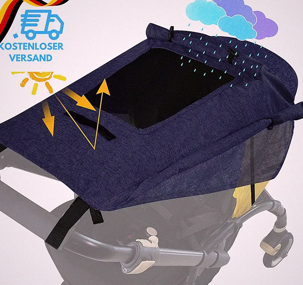 WD&CD Sonnensegel Kinderwagen Mit UV Schutz 50+ Und Wasserdicht, Double Layer Fa