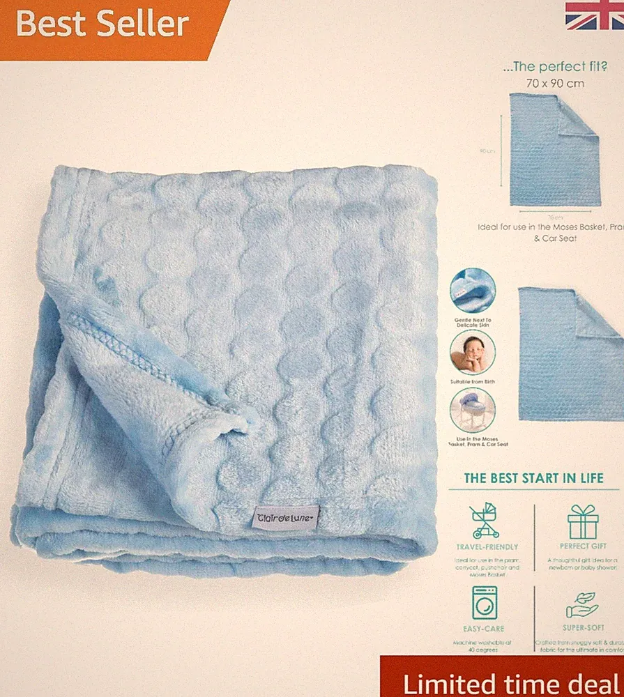 Weiche blaue Marshmallow Babydecke - perfektes Geschenk für Neugeborene & Kleinkinder