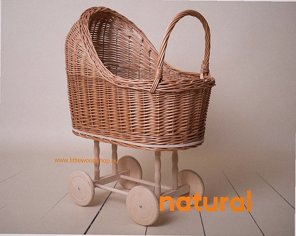 Weiden-Puppenwagen: Fotorequisite für Neugeborene, Kinderzimmer-Spielzeug
