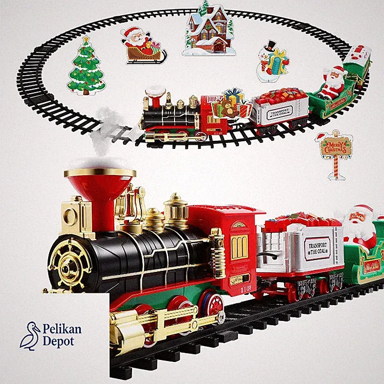 Weihnachts Eisenbahn Set 4 Wagen Batteriebetrieben Elektrisch Kinder Spielzeug