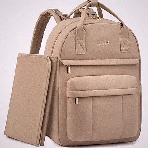 Wickelrucksack Baby Wickeltasche Beige mit Wickelauflage 30-42,5cm für Eltern