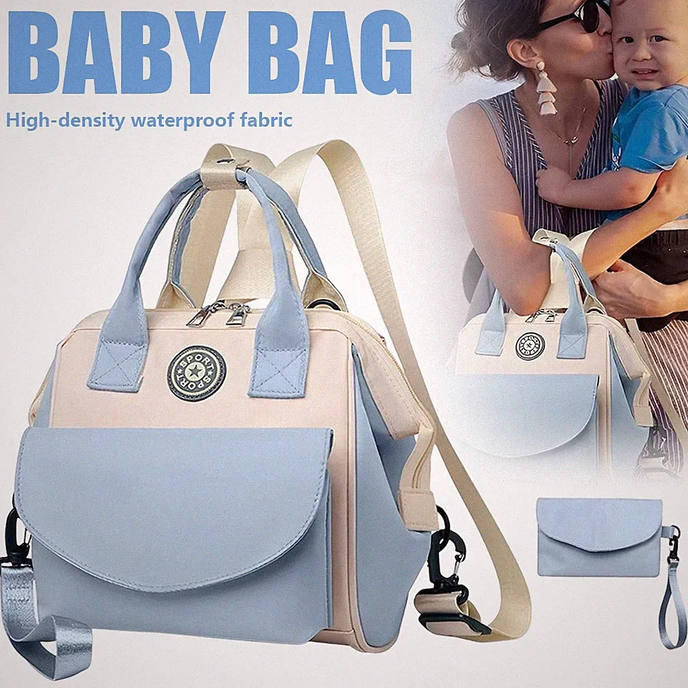 Wickeltasche Baby Kinderwagentasche Windeltasche Henkel +Schultergurt Blau NEU