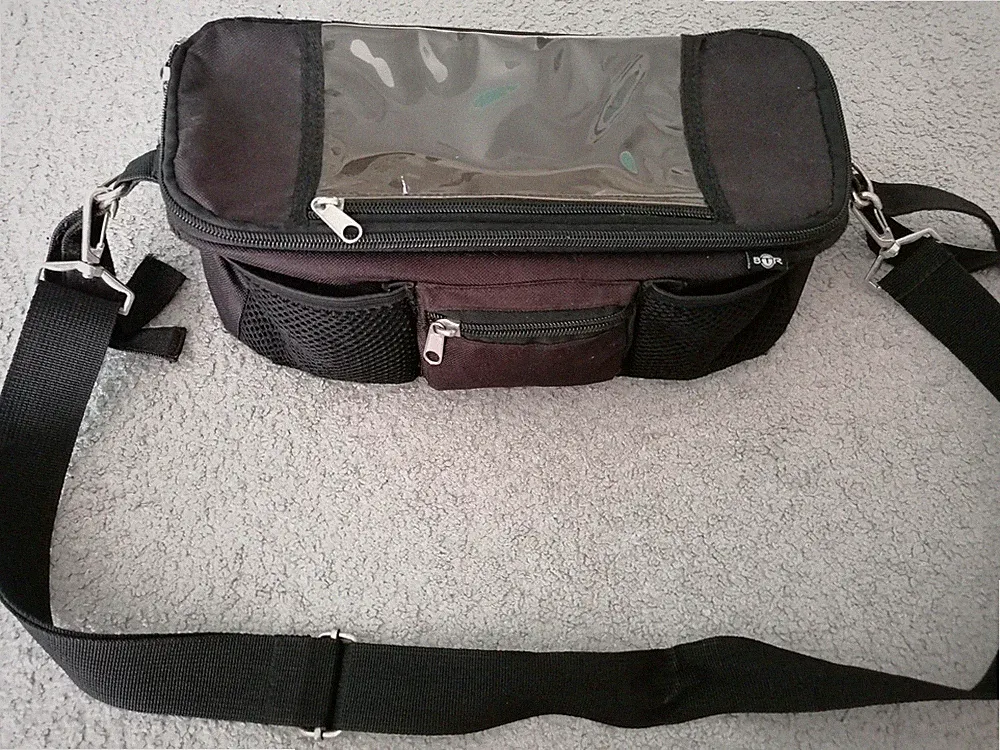 Wickeltasche Babytasche Schwarz zum Umhängen Mit Kinderwagenbefestigung