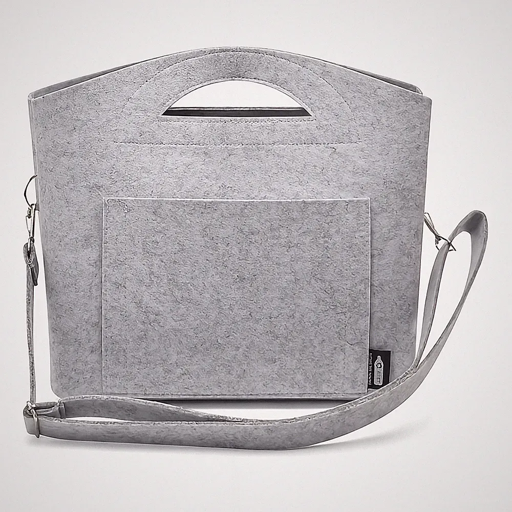 Wickeltasche Kinderwagentasche mit Wickelunterlage Baby Windeltasche Filz Grau