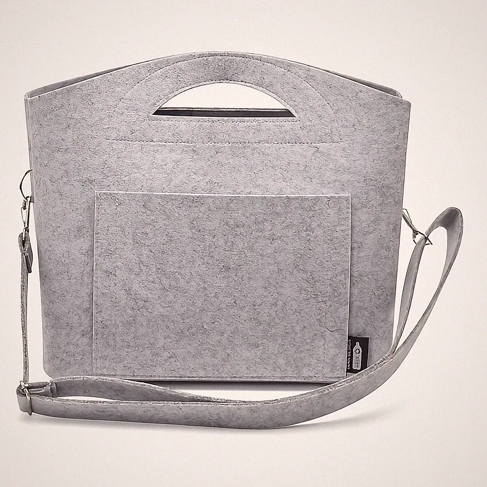 Wickeltasche Kinderwagentasche mit Wickelunterlage Baby Windeltasche Filz Grau