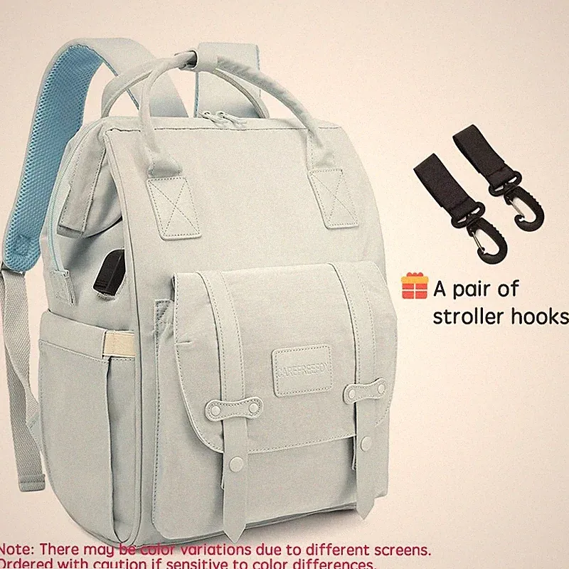 Wickeltasche Rucksack wasserdicht mit Kinderwagen-Haken, Mama-Tasche Reisen