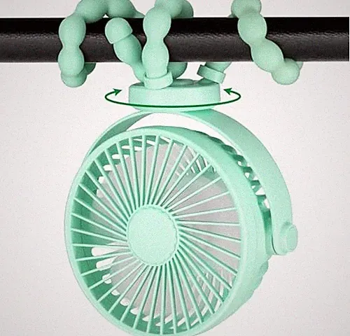 Wiederaufladbarer 360° drehbarer Clip-On Ventilator für Kinderwagen, Laufband & Reise