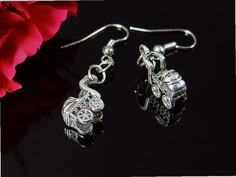 Wunderschöne Ohrringe Kinderwagen Ohrhänger Ohrschmuck, neu