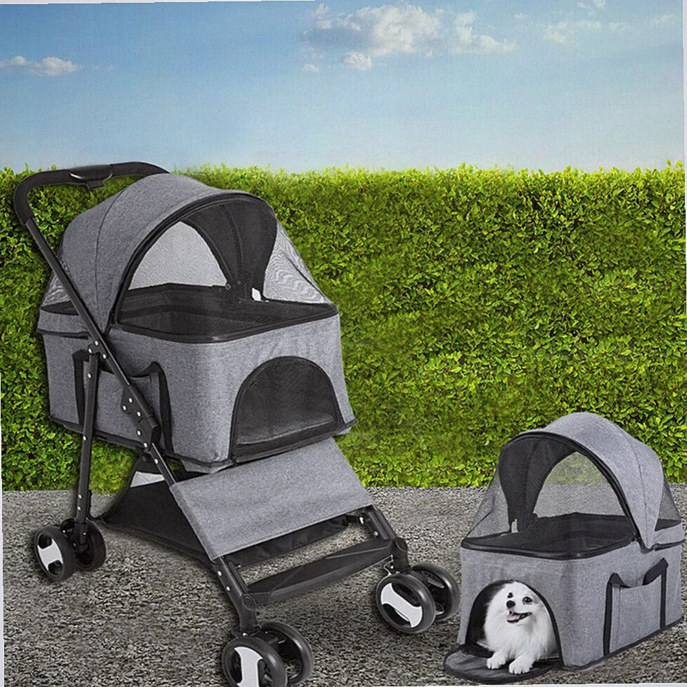 XL Hundebuggy 2 in 1 Hundewagen Transporttasche, Klappbarer Katzenwagen bis 20kg