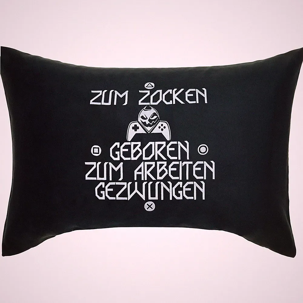 Zum Zocken geboren Kissenspruch 40x60cm Geschenk Gamer Deko, Zocker Zubehör