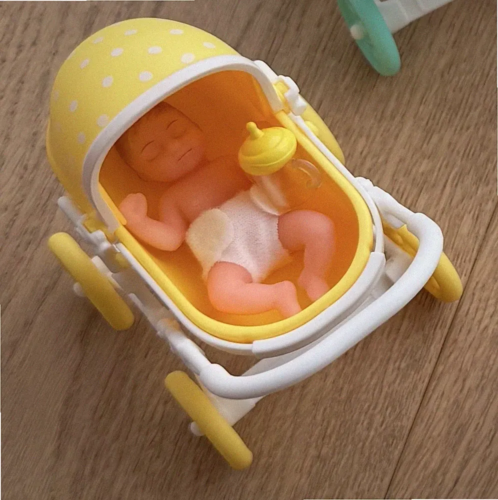 Zuru My Mini Baby Serie 1 Wagen gelb Kinderwagen Buggy Neu Vollständig