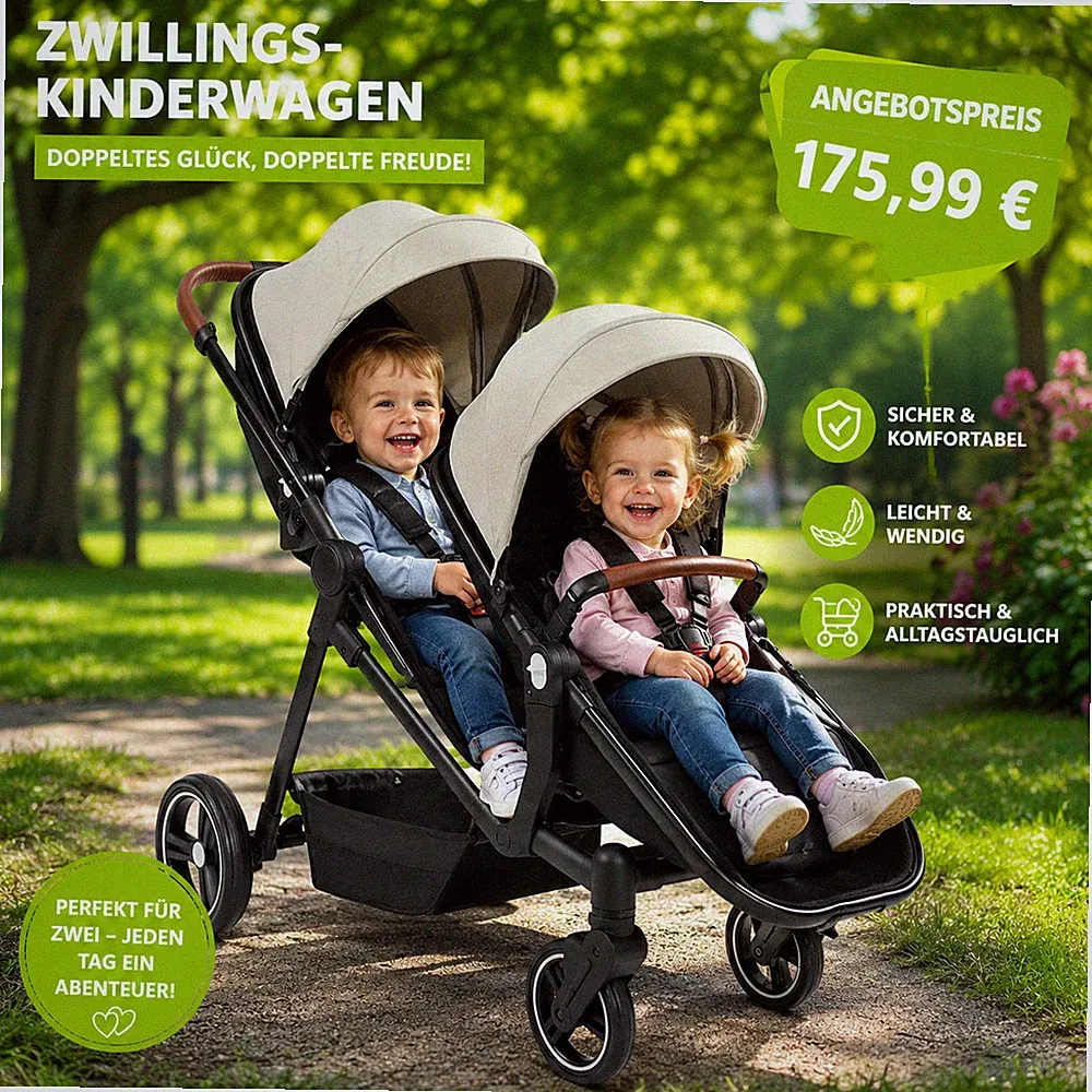 Zwillingskinderwagen, Buggy, Zwillinge, faltbar, Versand frei