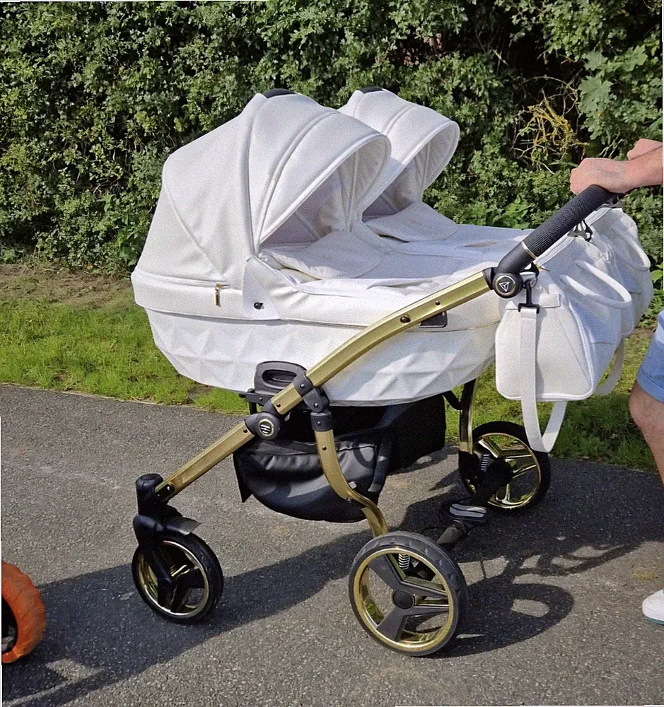 Zwillingskinderwagen Junama Dou Individual Weiß Gold