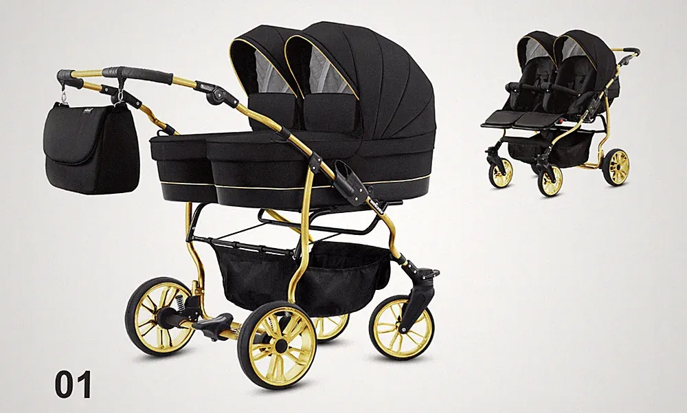 ZWILLINGSWAGEN 2 in 1 DUET GOLDSTAR - KINDERWAGEN 11 FARBEN , BREITE NUR 77 cm