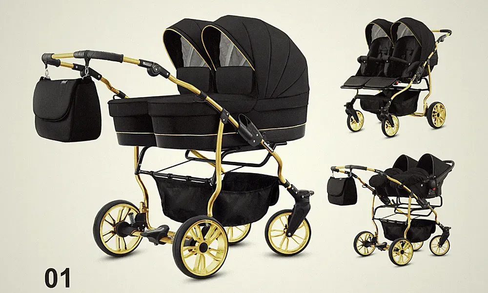 ZWILLINGSWAGEN 2 in 1 DUET GOLDSTAR - KINDERWAGEN 11 FARBEN , BREITE NUR 77 cm