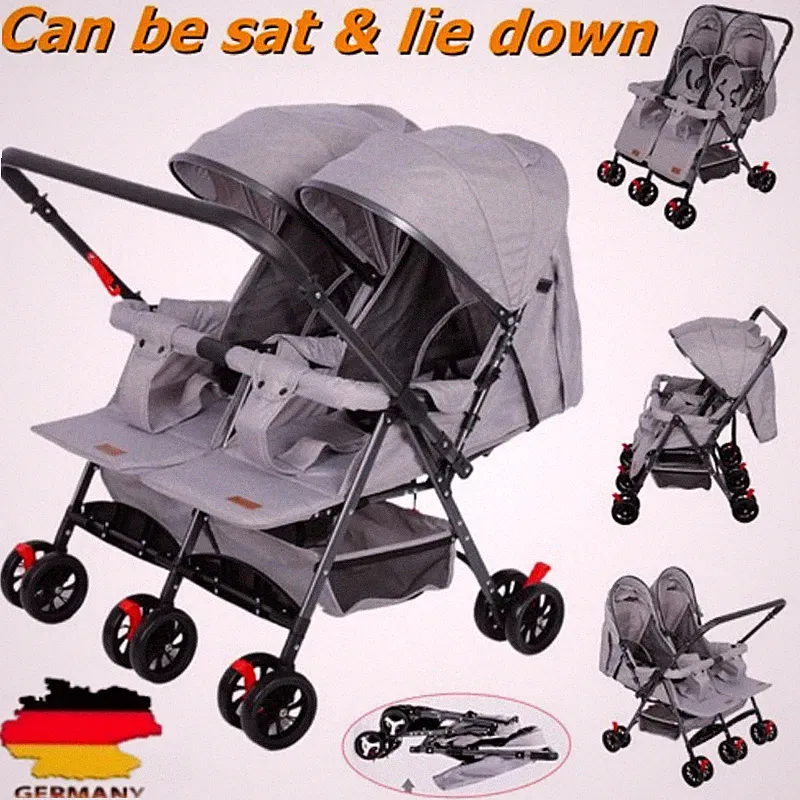 ZWILLINGSWAGEN FALTBAR Kinderwagen Zwillingsbuggy Geschwisterbuggy Verstellbare