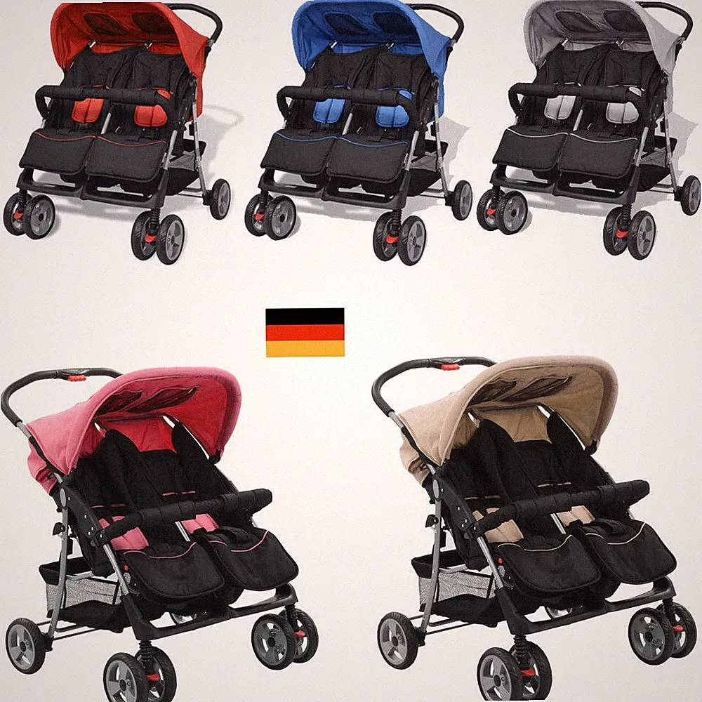 Zwillingswagen Klappbar Kingderwagen Geschwisterwagen für 1-2 Kinder 5 Farben DE