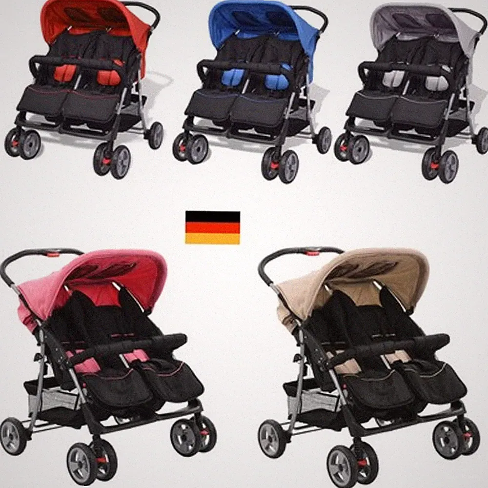 Zwillingswagen Klappbar Kingderwagen Geschwisterwagen für 1-2 Kleinkinder DE